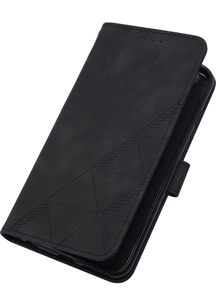 Tecno Spark 10C Için Kabartmalı Pu Deri Stand Cüzdan Telefon Kılıfı - Siyah (Yurt Dışından)