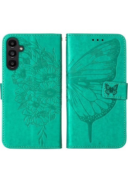 Samsung Galaxy A24 4g Için Kelebek Pu Deri Çevirmeli Cüzdan Stand Telefon Kılıfı - Yeşil (Yurt Dışından)