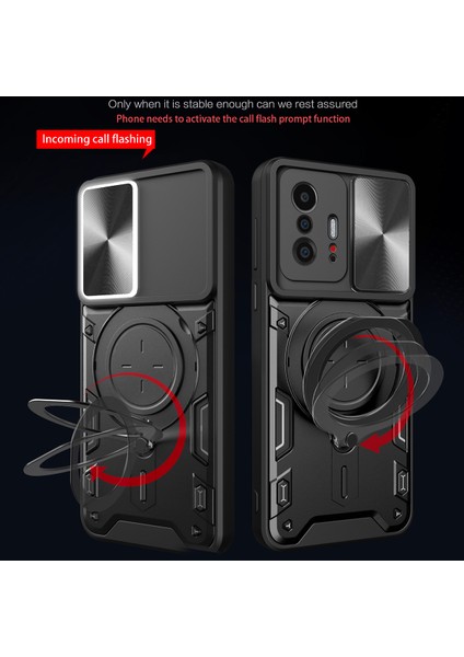 Xiaomi 11T /11T Pro Için Çift Katmanlı Telefon Kılıfı, Slayt Kamera Kapağı ve Metal Gizli Braket ile Rose Gold (Yurt Dışından) fiyatları