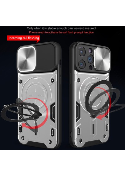 iPhone 14 Pro Için Çift Katmanlı Telefon Kılıfı, Slayt Kamera Kapağı ve Metal Gizli Braket ile Gümüş (Yurt Dışından) fiyatları