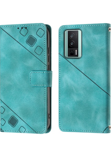 Xiaomi Poco F5 Pro /redmi K60 /K60 Pro Için Kabartmalı Deri Cüzdan Stand Telefon Kılıfı - Yeşil (Yurt Dışından)