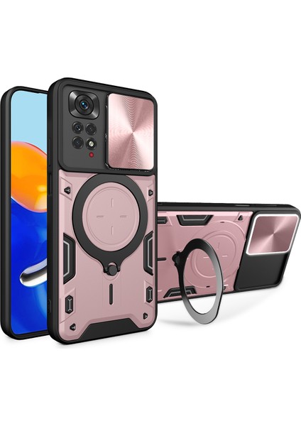 Xiaomi Redmi Note 11 4g /note 11S Için Çift Katmanlı Telefon Kılıfı, Slayt Kamera Kapağı ve Metal Gizli Braket ile Rose Gold (Yurt Dışından)