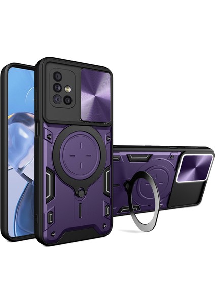 Samsung Galaxy A71 5g Için Çift Katmanlı Telefon Kılıfı, Slayt Kamera Kapağı ve Metal Gizli Braket ile Mor (Yurt Dışından)