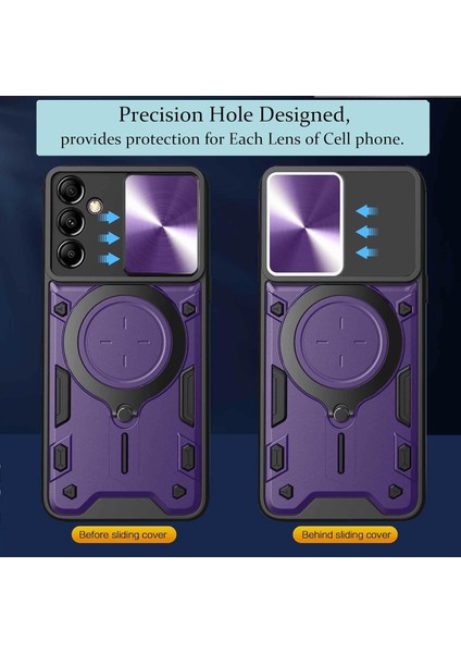 Samsung Galaxy A14 5g/4g Için Çift Katmanlı Telefon Kılıfı, Slayt Kamera Kapağı ve Metal Gizli Braket ile Mor (Yurt Dışından) fiyatları