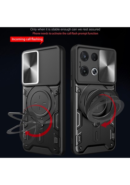 Oppo Reno8 Pro Için Çift Katmanlı Telefon Kılıfı, Slayt Kamera Kapağı ve Metal Gizli Braket ile Mor (Yurt Dışından) fiyatları