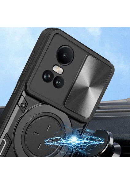Oppo RENO10 5g Için Çift Katmanlı Telefon Kılıfı, Slayt Kamera Kapağı ve Metal Gizli Braket ile Mor (Yurt Dışından)