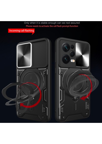 Xiaomi Redmi Note 12 Pro 5g Için Çift Katmanlı Telefon Kılıfı, Slayt Kamera Kapağı ve Metal Gizli Braket ile Kırmızı (Yurt Dışından) fiyatları