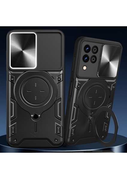 Samsung Galaxy M53 5g Için Çift Katmanlı Telefon Kılıfı, Slayt Kamera Kapağı ve Metal Gizli Braket ile Gümüş (Yurt Dışından) indirimleri