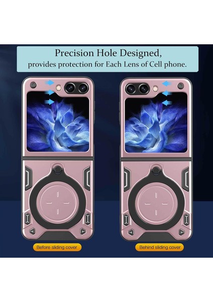 Samsung Galaxy Z Flip 5 Için Çift Katmanlı Telefon Kılıfı, Metal Gizli Braket ile Rose Gold (Yurt Dışından) fiyatları