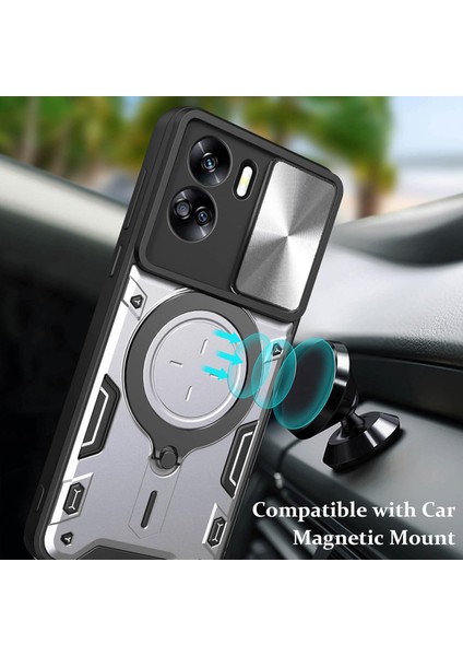 Honor 90 Lite 5g Için Çift Katmanlı Telefon Kılıfı, Slayt Kamera Kapağı ve Metal Gizli Braket ile Gümüş (Yurt Dışından) modelleri