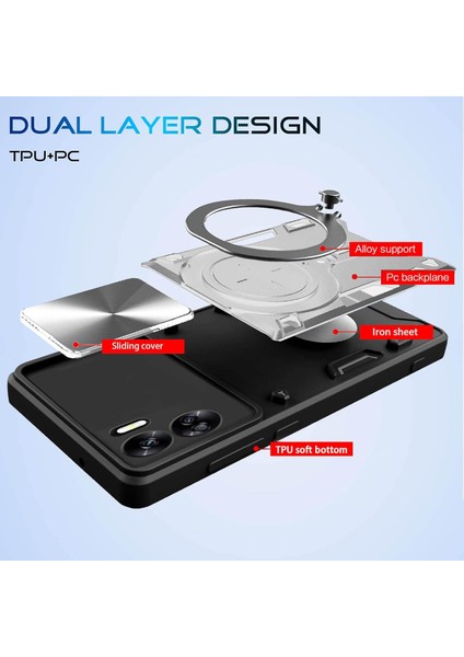 Honor 90 Lite 5g Için Çift Katmanlı Telefon Kılıfı, Slayt Kamera Kapağı ve Metal Gizli Braket ile Gümüş (Yurt Dışından) fırsatları