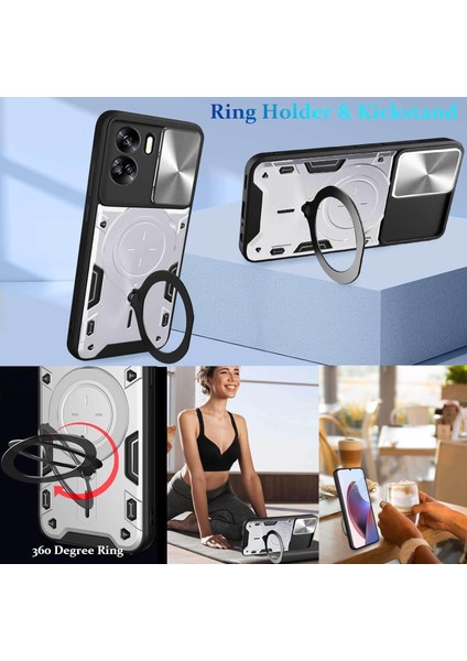 Honor 90 Lite 5g Için Çift Katmanlı Telefon Kılıfı, Slayt Kamera Kapağı ve Metal Gizli Braket ile Gümüş (Yurt Dışından) indirimleri