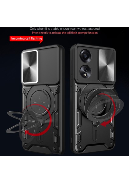 Oppo A58 4g Için Çift Katmanlı Telefon Kılıfı, Slayt Kamera Kapağı ve Metal Gizli Braket ile Kırmızı (Yurt Dışından) fiyatları