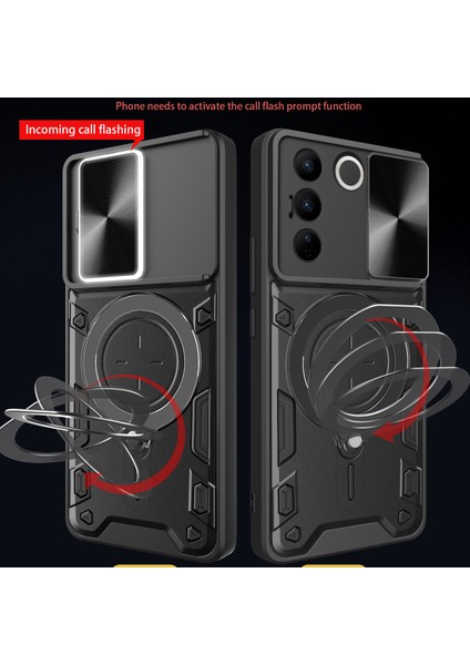 Vivo S16 /S16 Pro Için Çift Katmanlı Telefon Kılıfı, Slayt Kamera Kapağı ve Metal Gizli Braket ile Mavi (Yurt Dışından) fiyatları