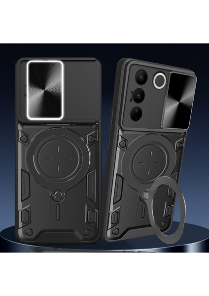 Vivo S16 /S16 Pro Için Çift Katmanlı Telefon Kılıfı, Slayt Kamera Kapağı ve Metal Gizli Braket ile Mavi (Yurt Dışından) indirimleri