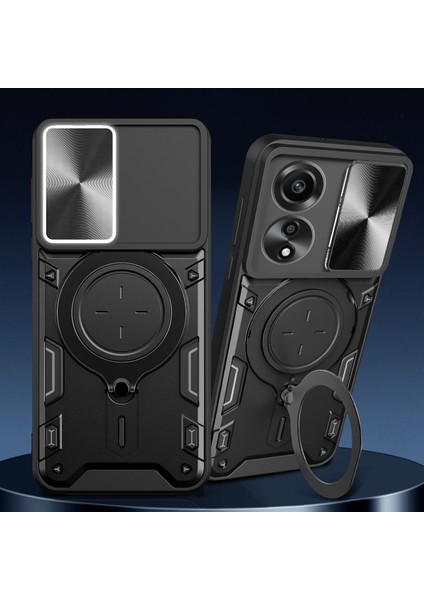 Oppo A78 4g Için Çift Katmanlı Telefon Kılıfı, Slayt Kamera Kapağı ve Metal Gizli Braket ile Siyah (Yurt Dışından) indirimleri