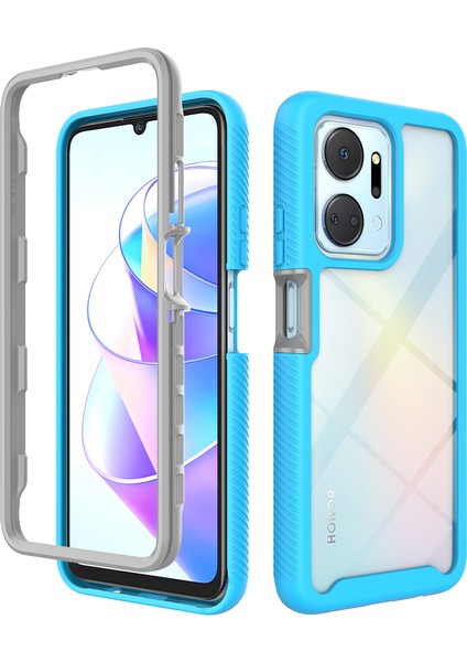 Honor X7A Için Hibrit Bumper Tam Koruma Telefon Kılıfı - Mavi (Yurt Dışından)