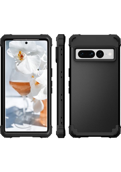 Google Pixel 7 Pro Için Yumuşak Silikon Sert Pc Tampon Telefon Kılıfı - Kırmızı (Yurt Dışından)