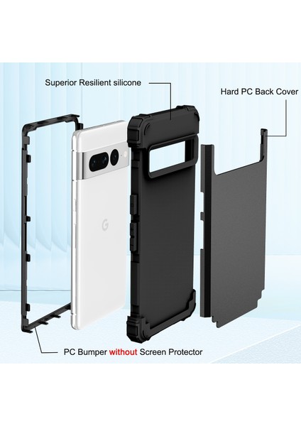 Google Pixel 7 Pro Için Yumuşak Silikon Sert Pc Tampon Telefon Kılıfı - Kırmızı (Yurt Dışından)