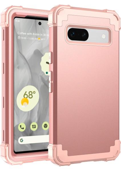 Google Pixel 7A Için Yumuşak Silikon Sert Pc Tampon Telefon Kılıfı - Rose Gold (Yurt Dışından)