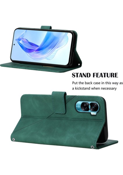Honor 90 Lite Için Kabartmalı Pu Deri Stand Cüzdan Telefon Kılıfı - Yeşil (Yurt Dışından) fiyatları