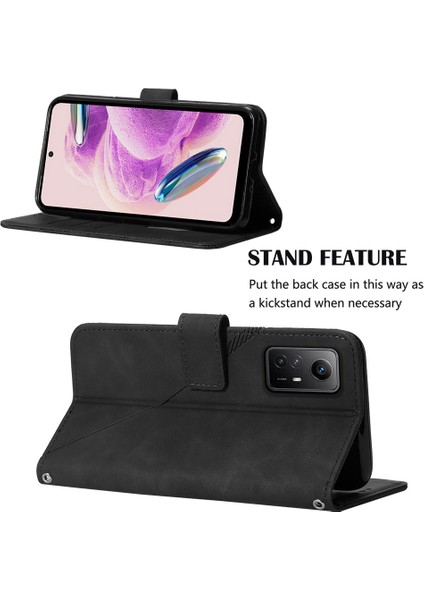 Xiaomi Redmi Note 12S 4g Için Kabartmalı Pu Deri Stand Cüzdan Telefon Kılıfı - Siyah (Yurt Dışından) fiyatları