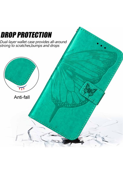 Motorola Moto G53 / G23 / G13 Için Kelebek Pu Deri Çevirmeli Cüzdan Stand Telefon Kılıfı - Yeşil (Yurt Dışından) fırsatları