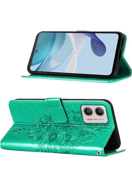 Motorola Moto G53 / G23 / G13 Için Kelebek Pu Deri Çevirmeli Cüzdan Stand Telefon Kılıfı - Yeşil (Yurt Dışından) indirimleri