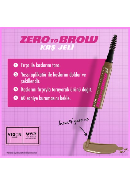 Nyx Professional Makeup Zero To Brow Uzun Süre Kalıcı Kaş Jeli - Taupe