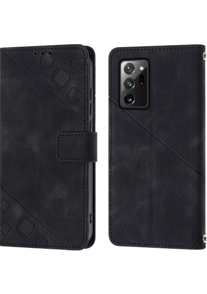 Samsung Galaxy Note 20 Ultra Için Kabartmalı Deri Cüzdan Stand Telefon Kılıfı - Siyah (Yurt Dışından) fırsatları