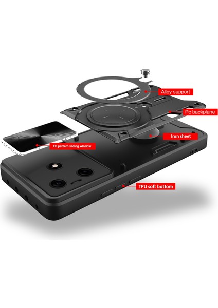 Tecno Spark 10 / Spark 10C Için Çift Katmanlı Telefon Kılıfı, Slayt Kamera Kapağı ve Metal Gizli Braket ile Gümüş (Yurt Dışından) fırsatları