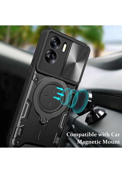 Honor 90 Lite 5g Için Çift Katmanlı Telefon Kılıfı, Slayt Kamera Kapağı ve Metal Gizli Braket ile Siyah (Yurt Dışından) modelleri