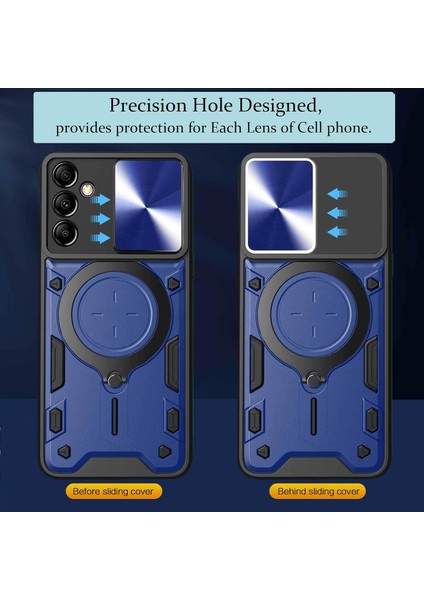 Samsung Galaxy A14 5g/4g Için Çift Katmanlı Telefon Kılıfı, Slayt Kamera Kapağı ve Metal Gizli Braket ile Mavi (Yurt Dışından) fiyatları