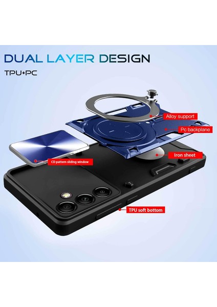Samsung Galaxy A14 5g/4g Için Çift Katmanlı Telefon Kılıfı, Slayt Kamera Kapağı ve Metal Gizli Braket ile Mavi (Yurt Dışından) fırsatları