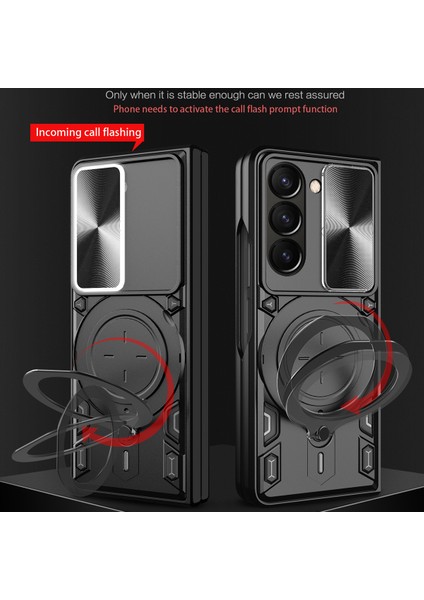 Samsung Galaxy Z Fold 5 Için Çift Katmanlı Telefon Kılıfı, Slayt Kamera Kapağı ve Metal Gizli Braket ile Mavi (Yurt Dışından)