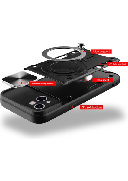 iPhone 13 Için Çift Katmanlı Telefon Kılıfı, Slayt Kamera Kapağı ve Metal Gizli Braket ile Mor (Yurt Dışından) fırsatları