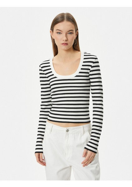 Uzun Kollu Tişört Yuvarlak Yaka Ribanalı Slim Fit modelleri