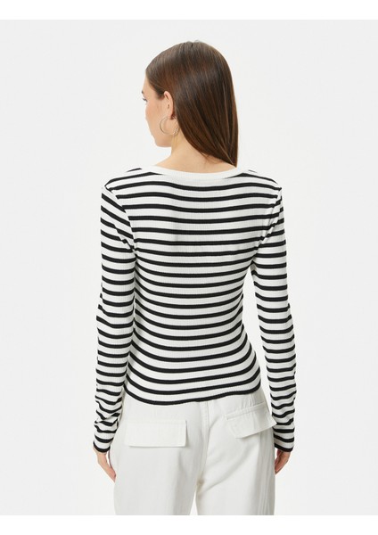 Uzun Kollu Tişört Yuvarlak Yaka Ribanalı Slim Fit fırsatları