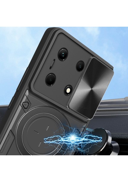 Infinix Note 30 5g/4g Için Çift Katmanlı Telefon Kılıfı, Slayt Kamera Kapağı ve Metal Gizli Braket ile Siyah (Yurt Dışından) modelleri