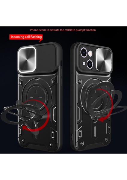 iPhone 13 Için Çift Katmanlı Telefon Kılıfı, Slayt Kamera Kapağı ve Metal Gizli Braket ile Gümüş (Yurt Dışından)