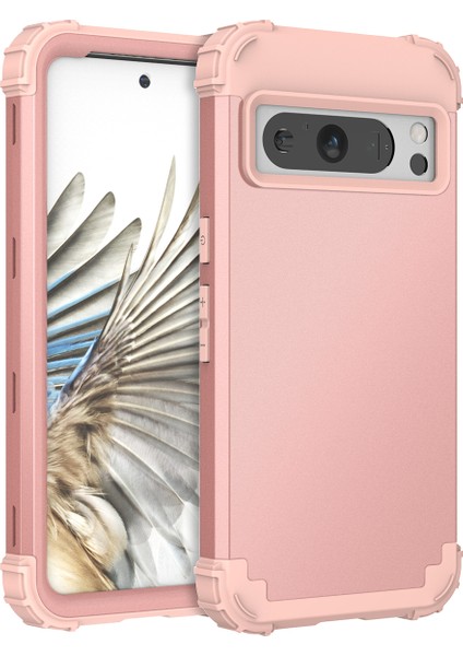 Google Pixel 8 Pro Için Yumuşak Silikon Sert Pc Tampon Telefon Kılıfı - Rose Gold (Yurt Dışından)