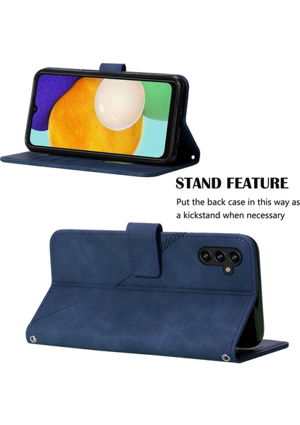 Samsung Galaxy A34 5g Için Kabartmalı Pu Deri Stand Cüzdan Telefon Kılıfı - Mavi (Yurt Dışından)