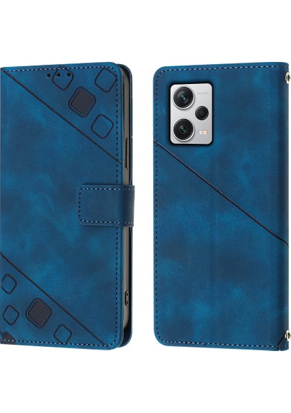 Xiaomi Redmi Note 12 Pro+ Için Kabartmalı Deri Cüzdan Stand Telefon Kılıfı - Mavi (Yurt Dışından) fırsatları