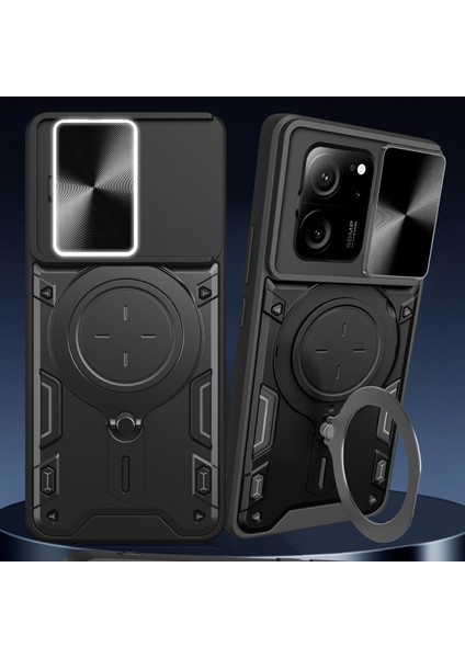 Xiaomi 13T /13T Pro /redmi K60 Ultra Için Çift Katmanlı Telefon Kılıfı, Slayt Kamera Kapağı ve Metal Gizli Braket ile Siyah (Yurt Dışından) indirimleri