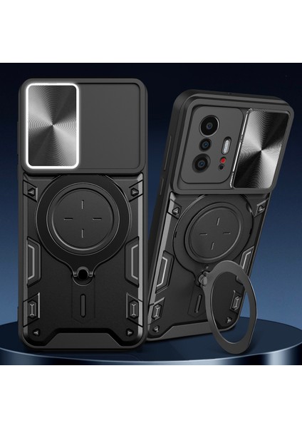 Xiaomi 11T /11T Pro Için Çift Katmanlı Telefon Kılıfı, Slayt Kamera Kapağı ve Metal Gizli Braket ile Mavi (Yurt Dışından) indirimleri