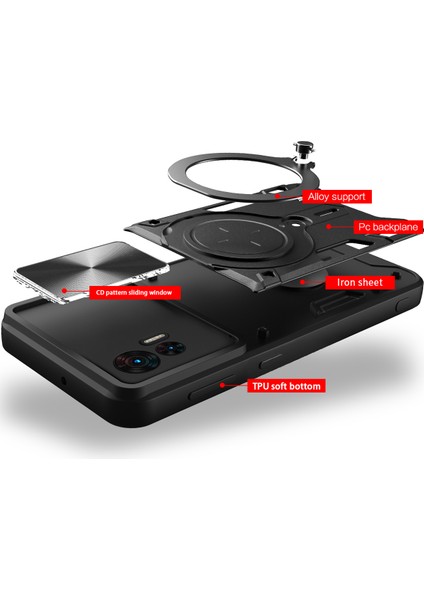 Motorola Edge 30 Neo Için Çift Katmanlı Telefon Kılıfı, Slayt Kamera Kapağı ve Metal Gizli Braket ile Siyah (Yurt Dışından) fırsatları