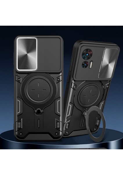 Motorola Edge 30 Neo Için Çift Katmanlı Telefon Kılıfı, Slayt Kamera Kapağı ve Metal Gizli Braket ile Siyah (Yurt Dışından) indirimleri