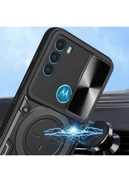 Motorola Moto G71 5g Için Çift Katmanlı Telefon Kılıfı, Slayt Kamera Kapağı ve Metal Gizli Braket ile Mor (Yurt Dışından) modelleri