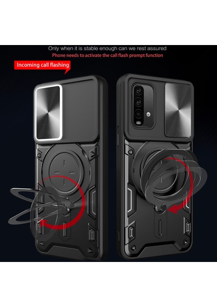 Xiaomi Redmi 9t/note 9 4g/poco M3 Için Çift Katmanlı Telefon Kılıfı, Slayt Kamera Kapağı ve Metal Gizli Braket ile Rose Gold (Yurt Dışından)