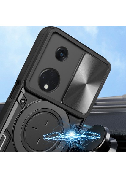 Oppo Reno8 T 5g Için Çift Katmanlı Telefon Kılıfı, Slayt Kamera Kapağı ve Metal Gizli Braket ile Mor (Yurt Dışından) modelleri
